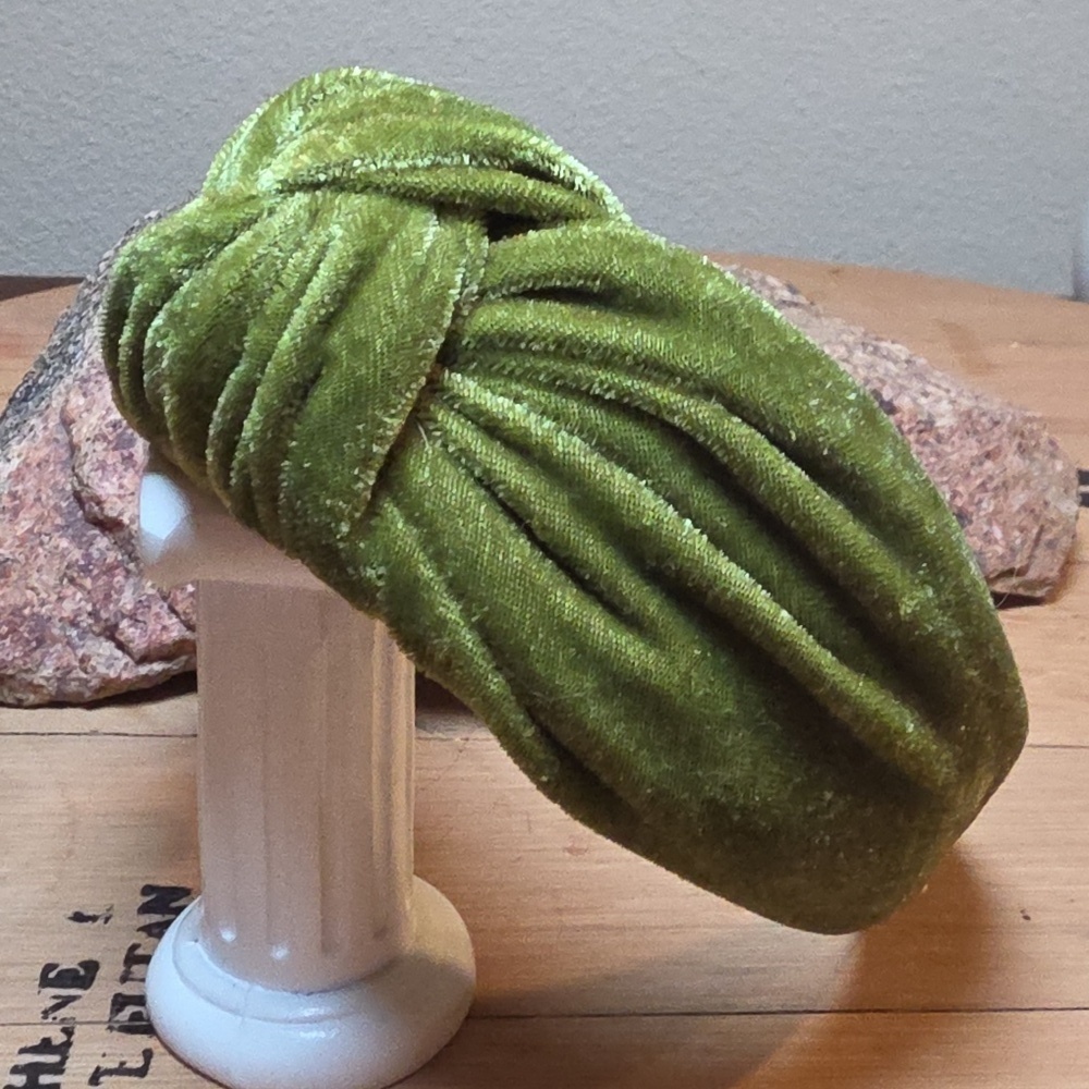 New Wide Green Velvet Top Knot Headband fall christmas Luxe Luxury